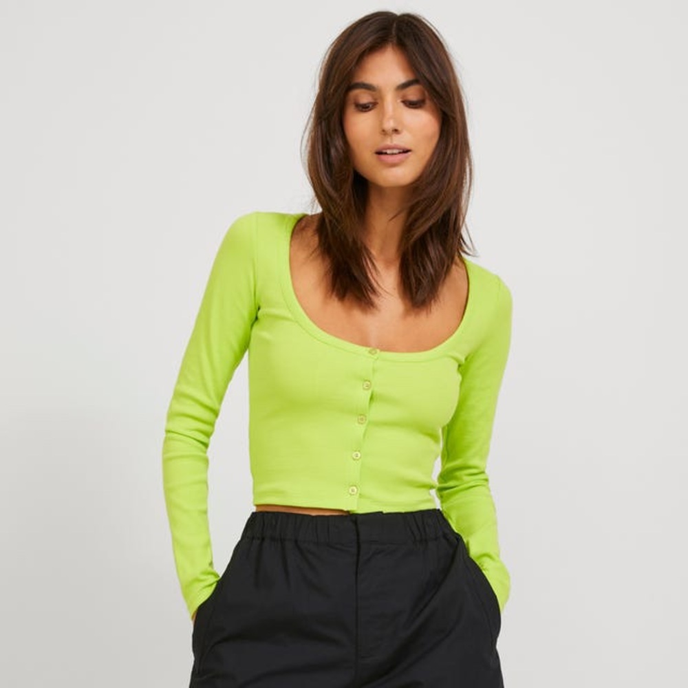 LIME NEON GREEN BUTTON UP LONG SLEEVE